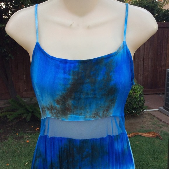 VINTAGE UNWORN TIE DYE LACE & MESH PANEL SLIPDRESS S - Picture 5 of 8